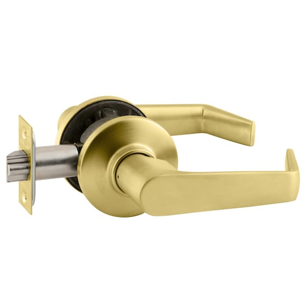 Schlage Grade 2 Tubular Lock, Passage/Closet Latch Function, Non-Keyed, Saturn Lever, Satin Brass Finish S10D SAT 606 - main